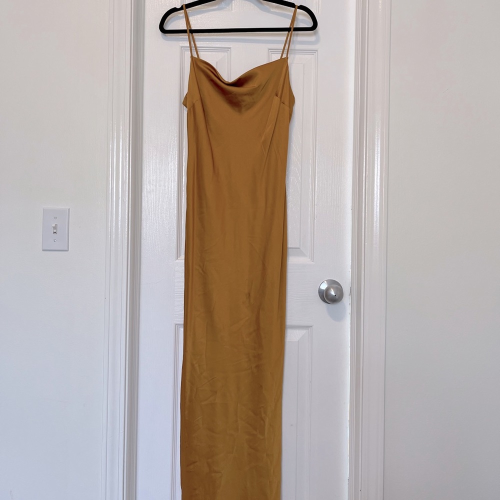 Express satin cowlneck midi dress